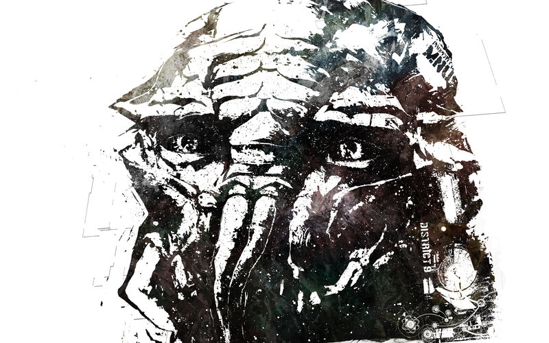 graffiti-style alien portrait