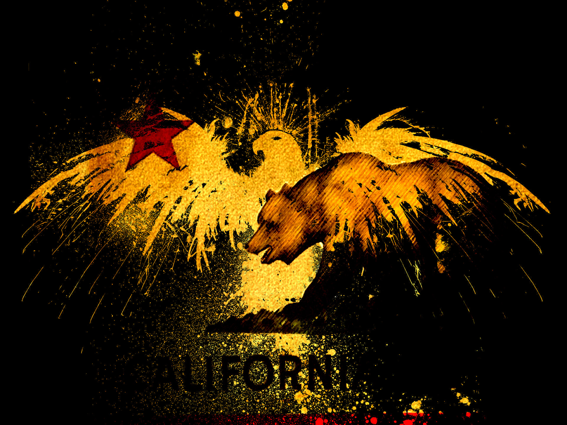 graffiti-style California flag