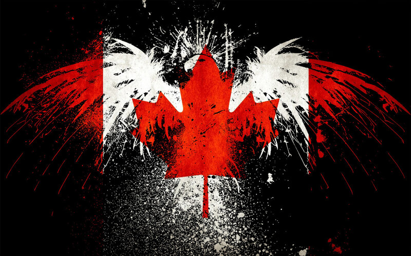 graffiti-style Canadian flag