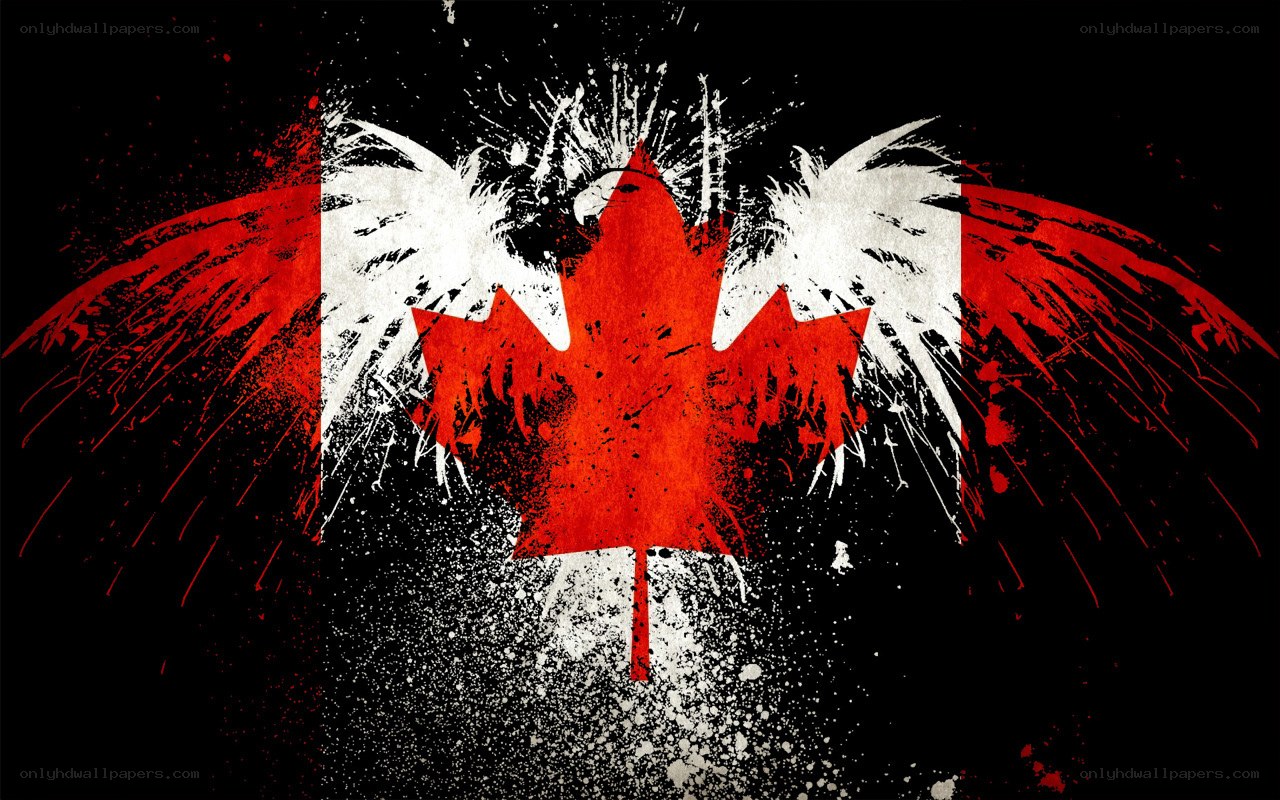 graffiti-style Canadian flag