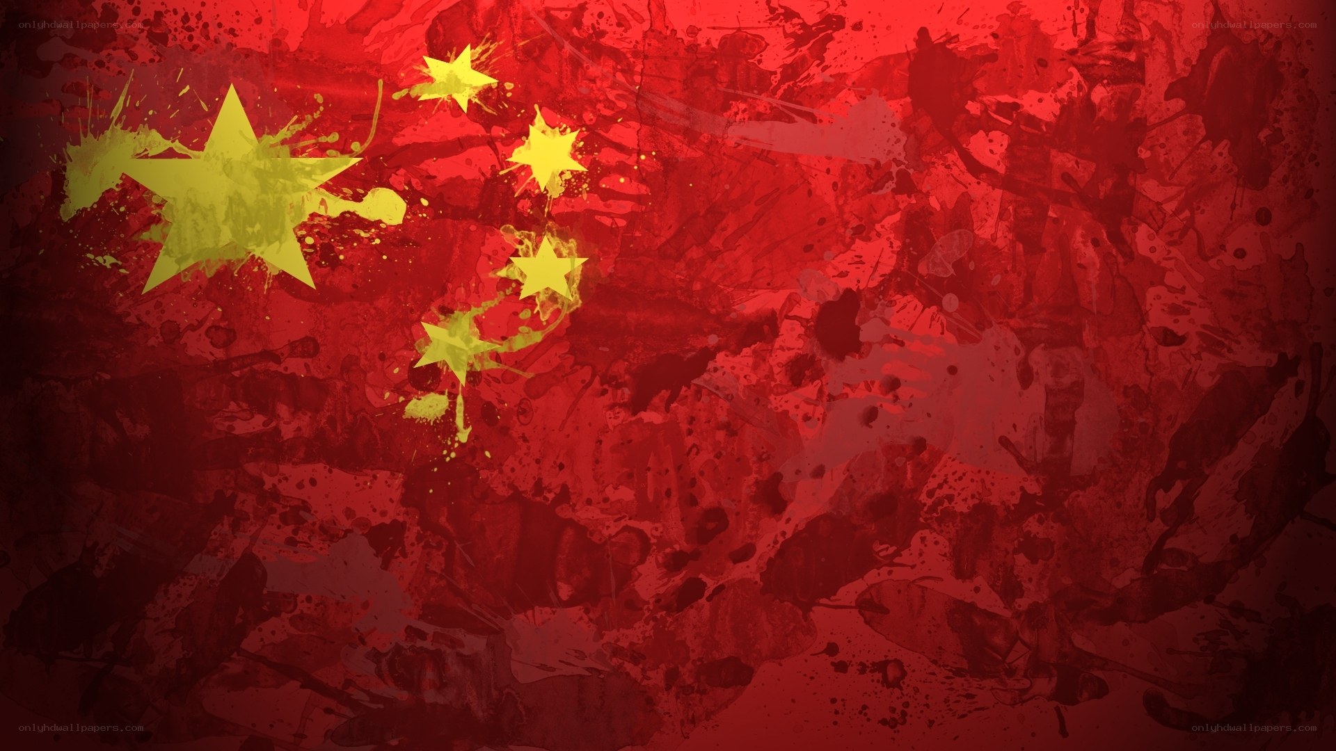 graffiti-style Chinese flag