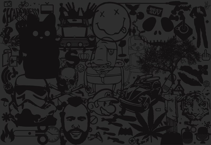 Graffiti-style Collage — Black, Chaotic