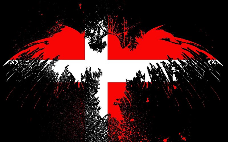 graffiti-style Danish flag