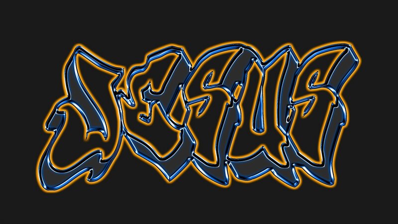 Graffiti-style Jesus text