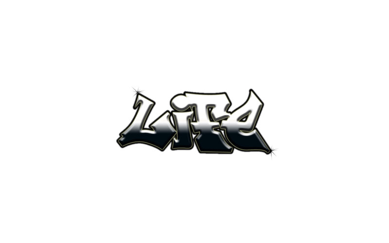 graffiti-style life text