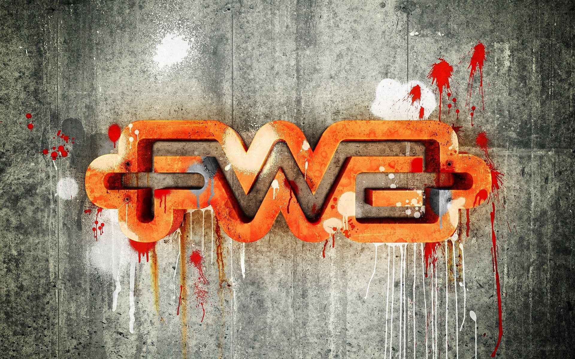 graffiti-style logo on concrete