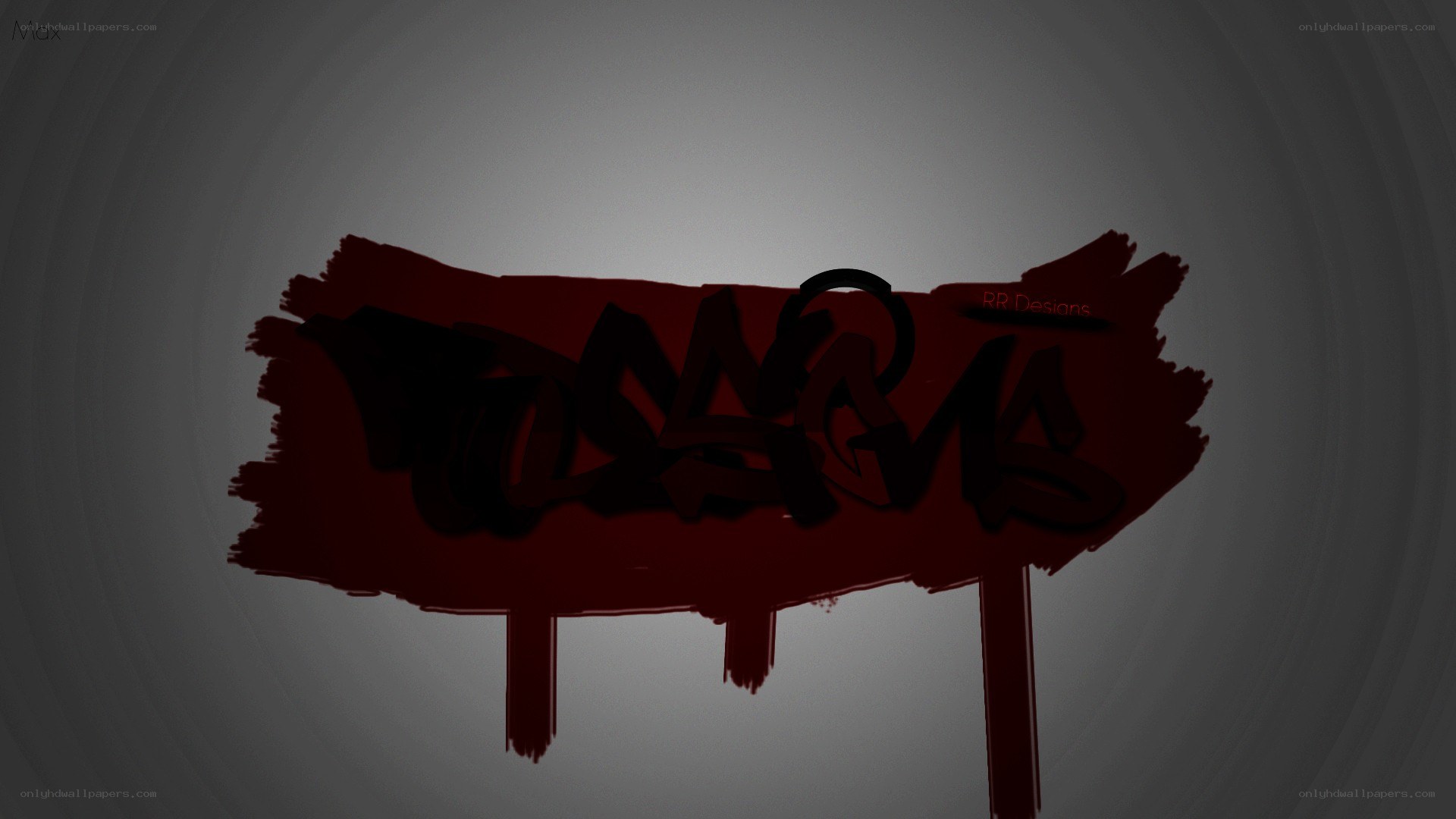 Graffiti-style logo with blood effect