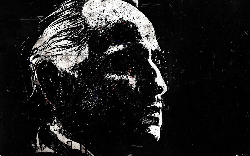graffiti-style portrait of man