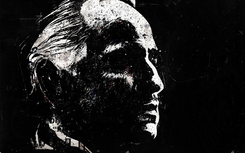 graffiti-style portrait of man