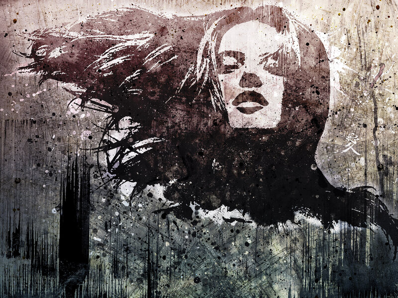 graffiti-style portrait of woman