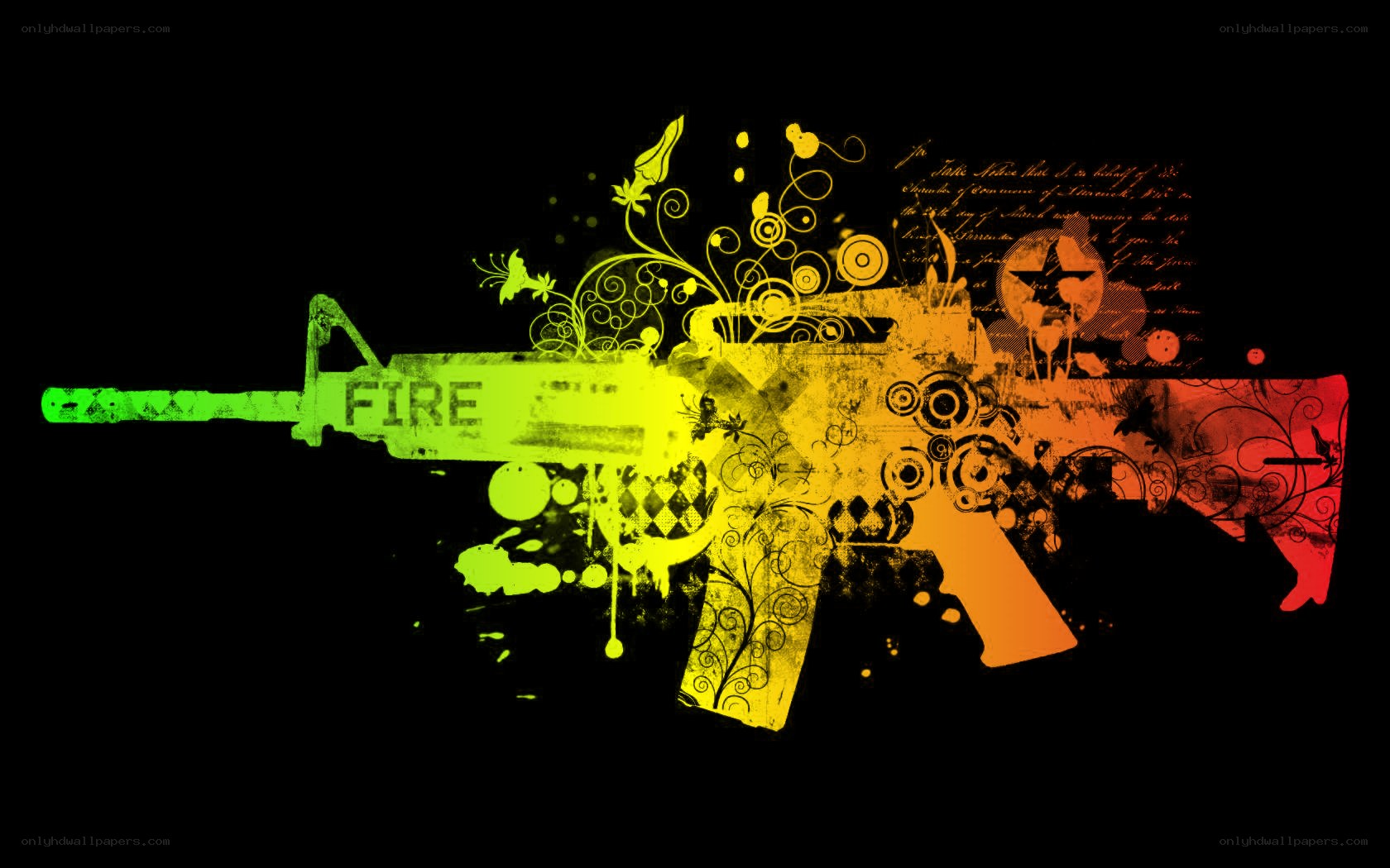 graffiti-style rifle artwork
