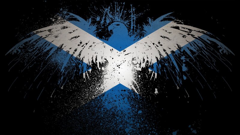 graffiti-style Scottish flag
