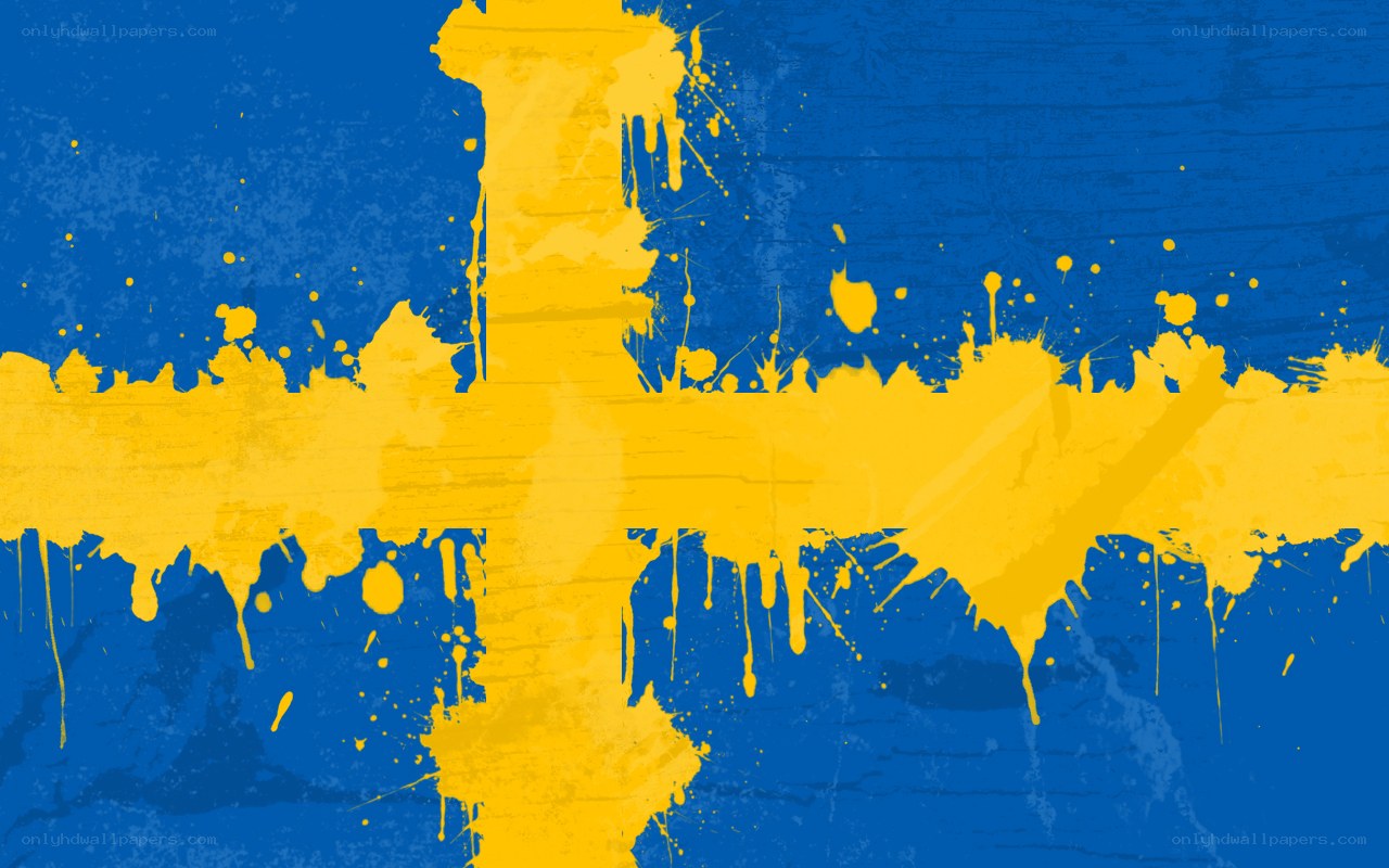 graffiti-style Swedish flag