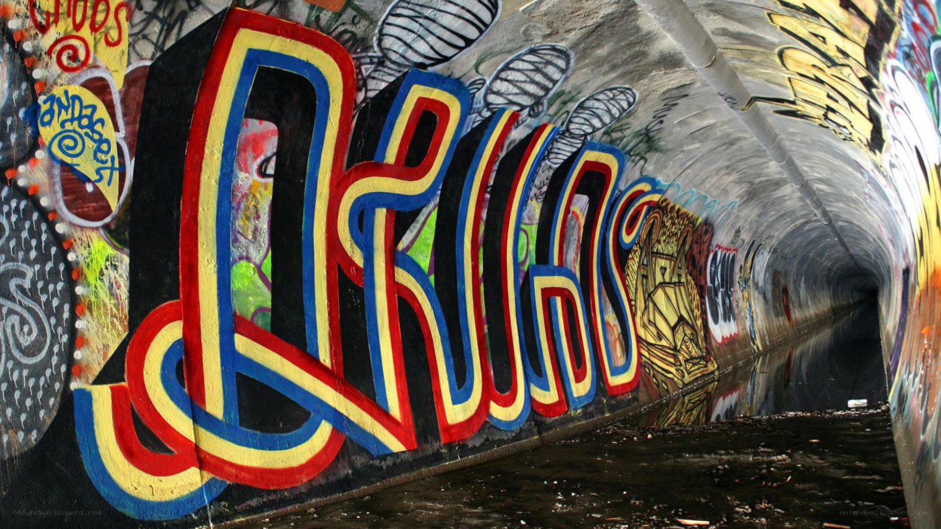 graffiti tunnel with drug text