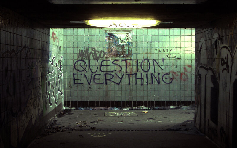 Graffiti tunnel with question everything