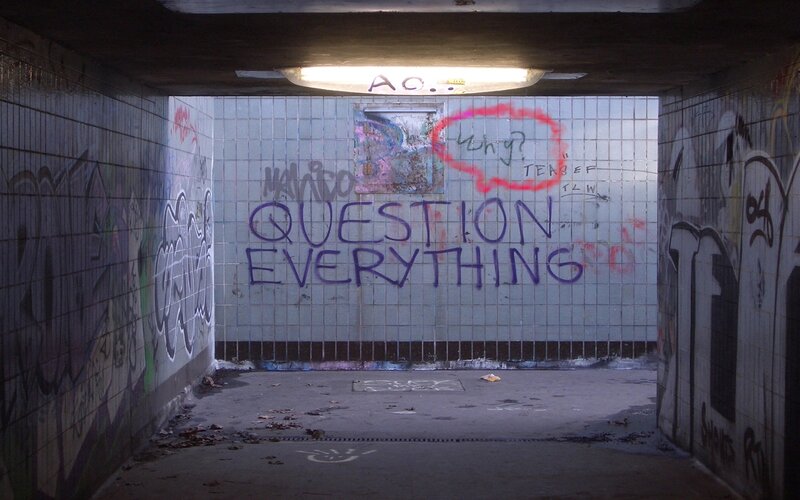 graffiti tunnel with question everything