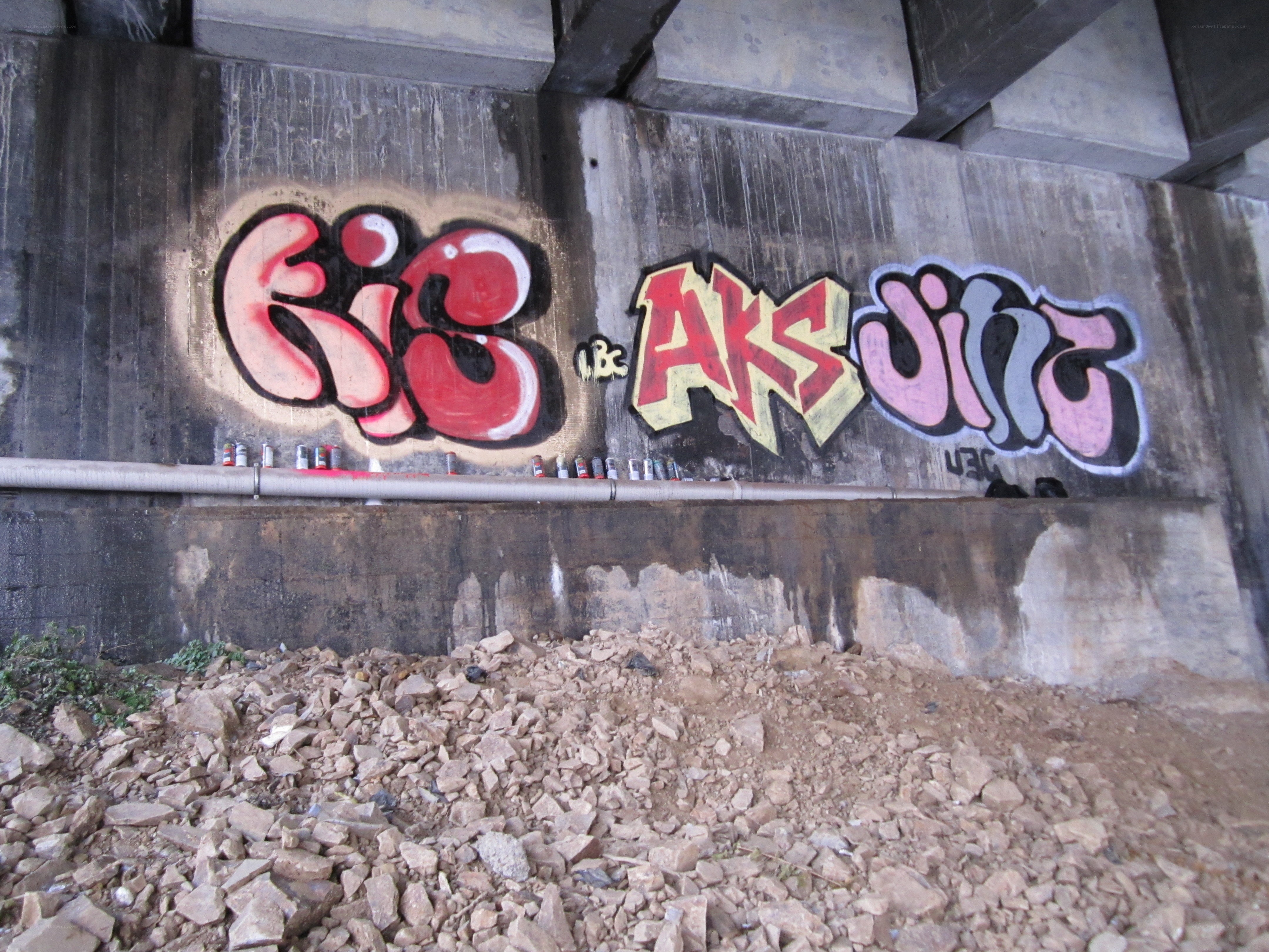 Graffiti under a concrete bridge