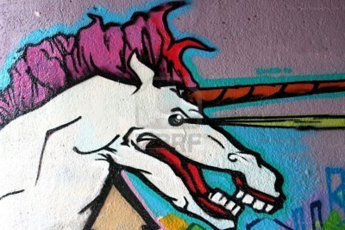 graffiti unicorn with horn
