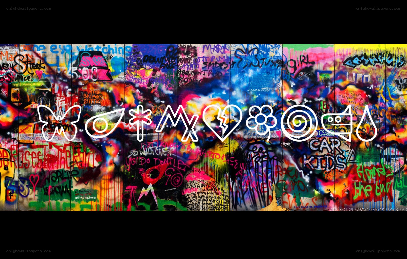 graffiti wall with symbols