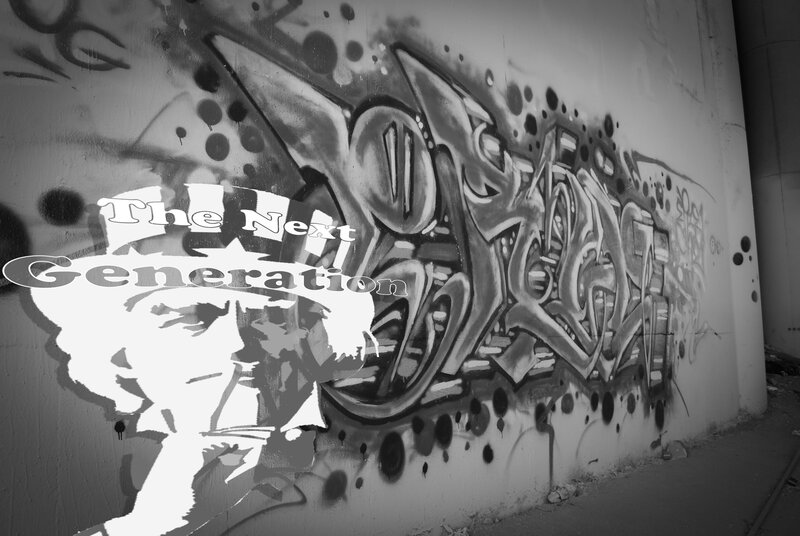 Graffiti wall with text overlay