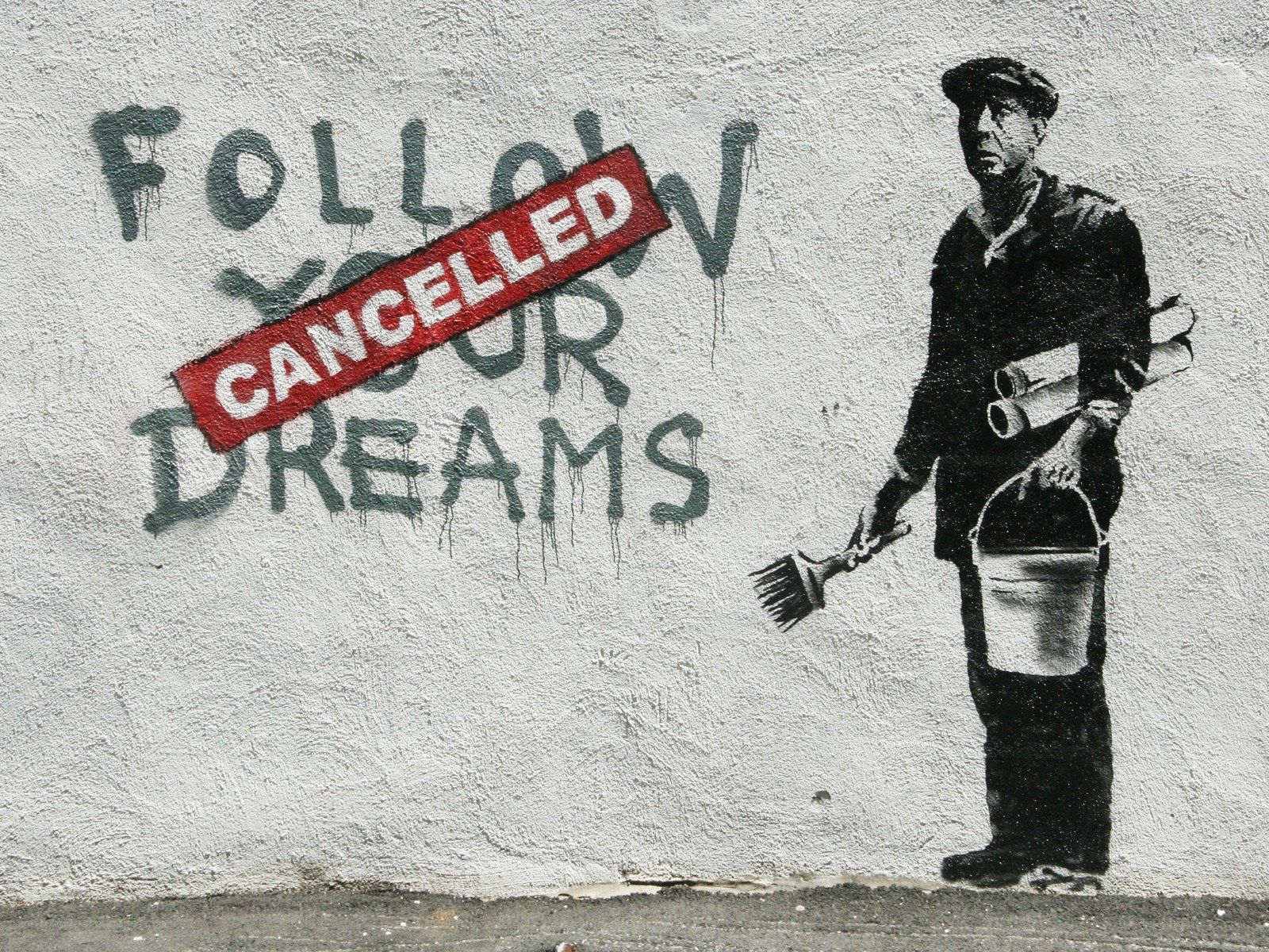 graffiti with cancelled dreams