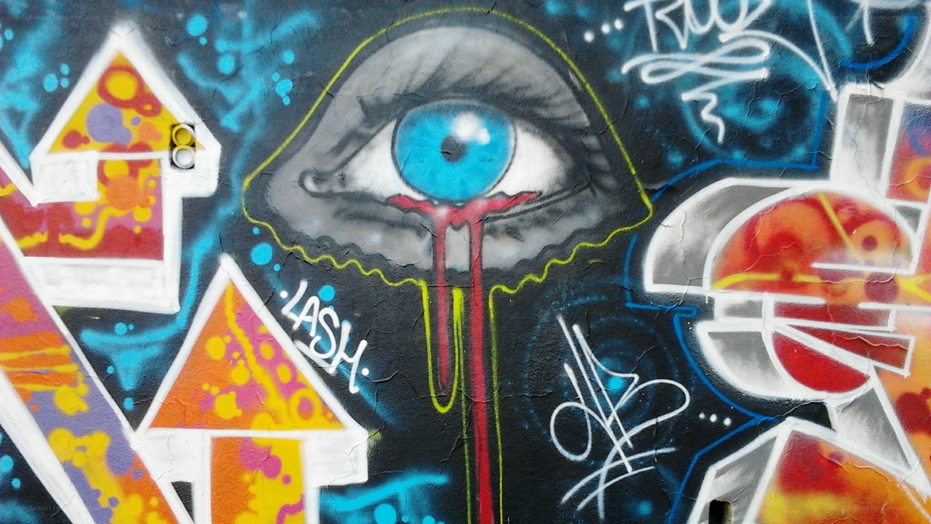 graffiti with crying eye