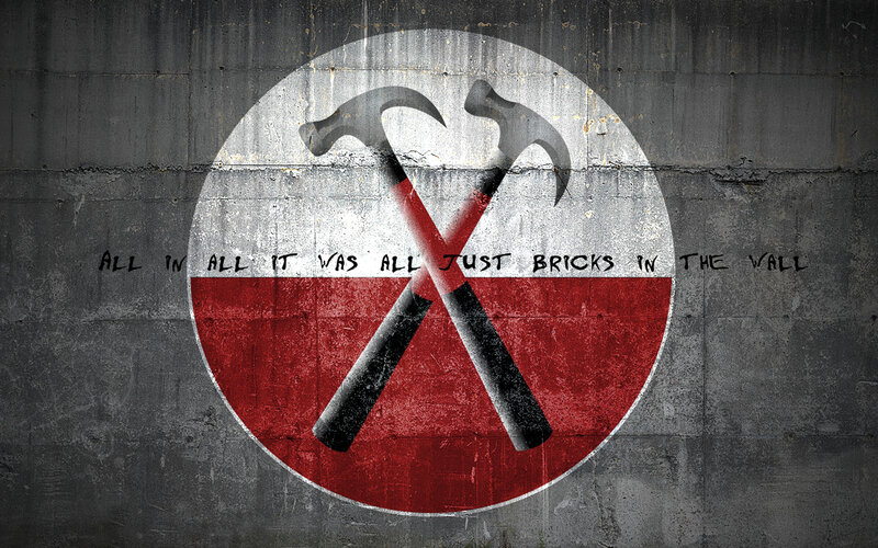 graffiti with hammers and text