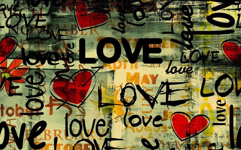 Graffiti with Love Text — Red, Busy