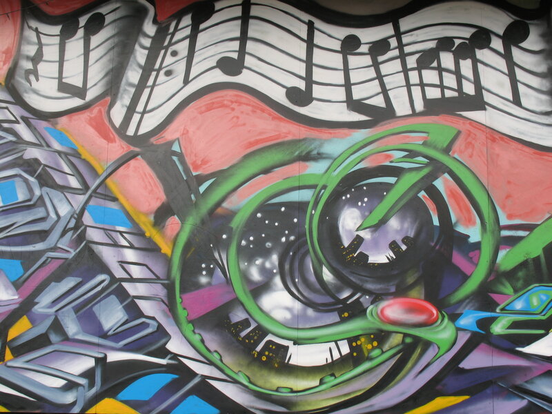 graffiti with musical notes