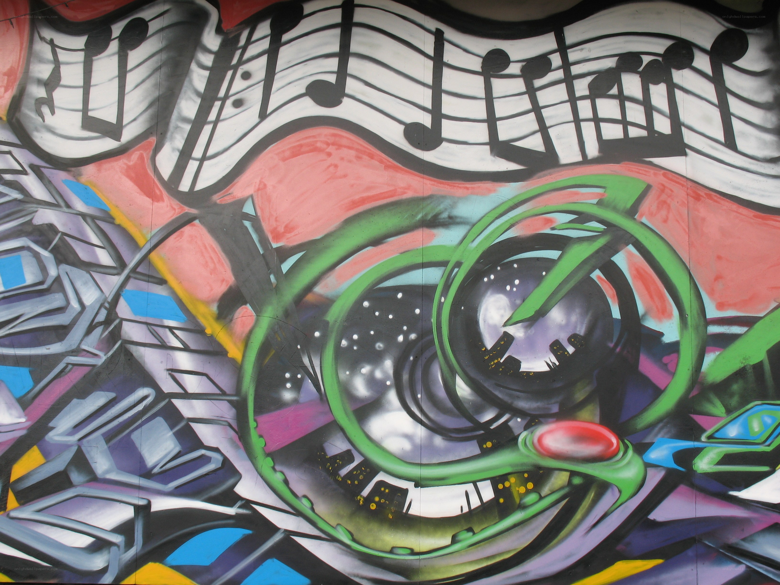 graffiti with musical notes