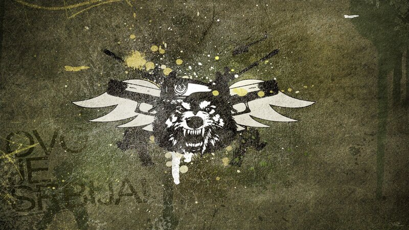 graffiti wolf with guns