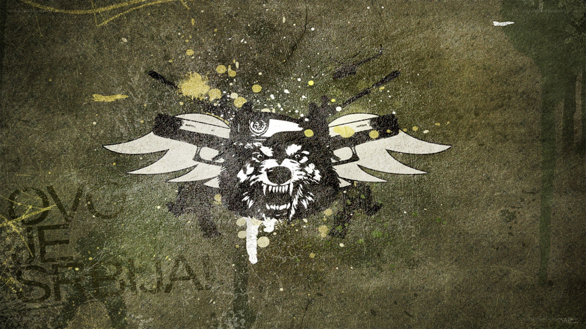 graffiti wolf with guns