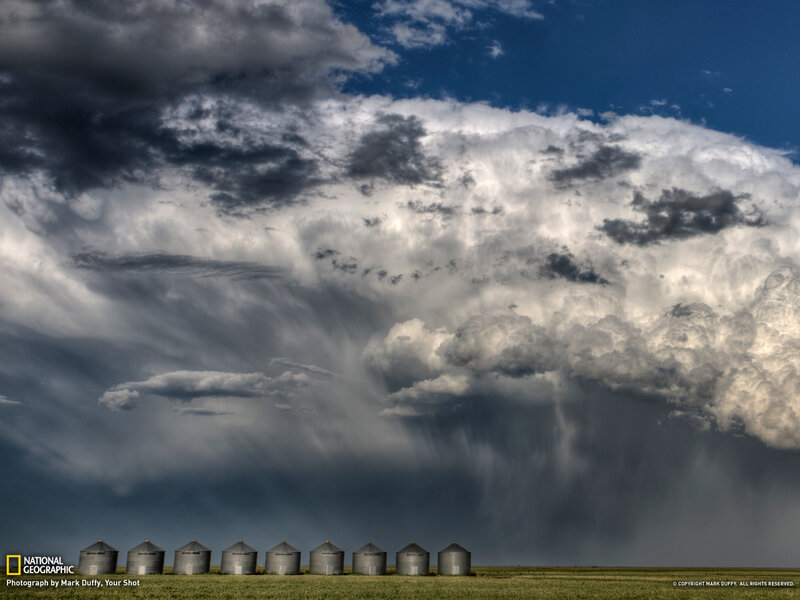 Grain Silos under Storm