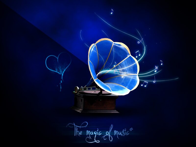 Gramophone with Glowing Horn — Blue