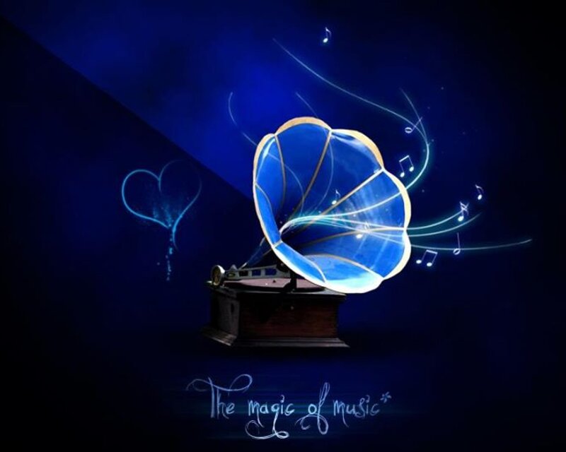 Gramophone with Glowing Horn