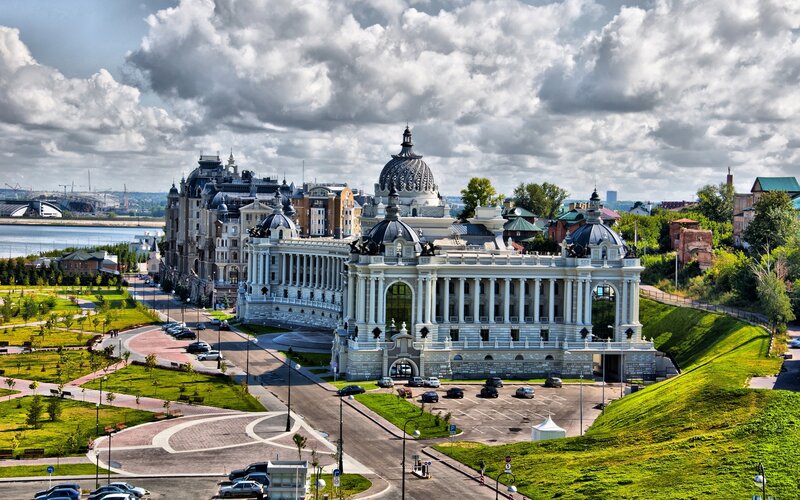 Grand building by the river