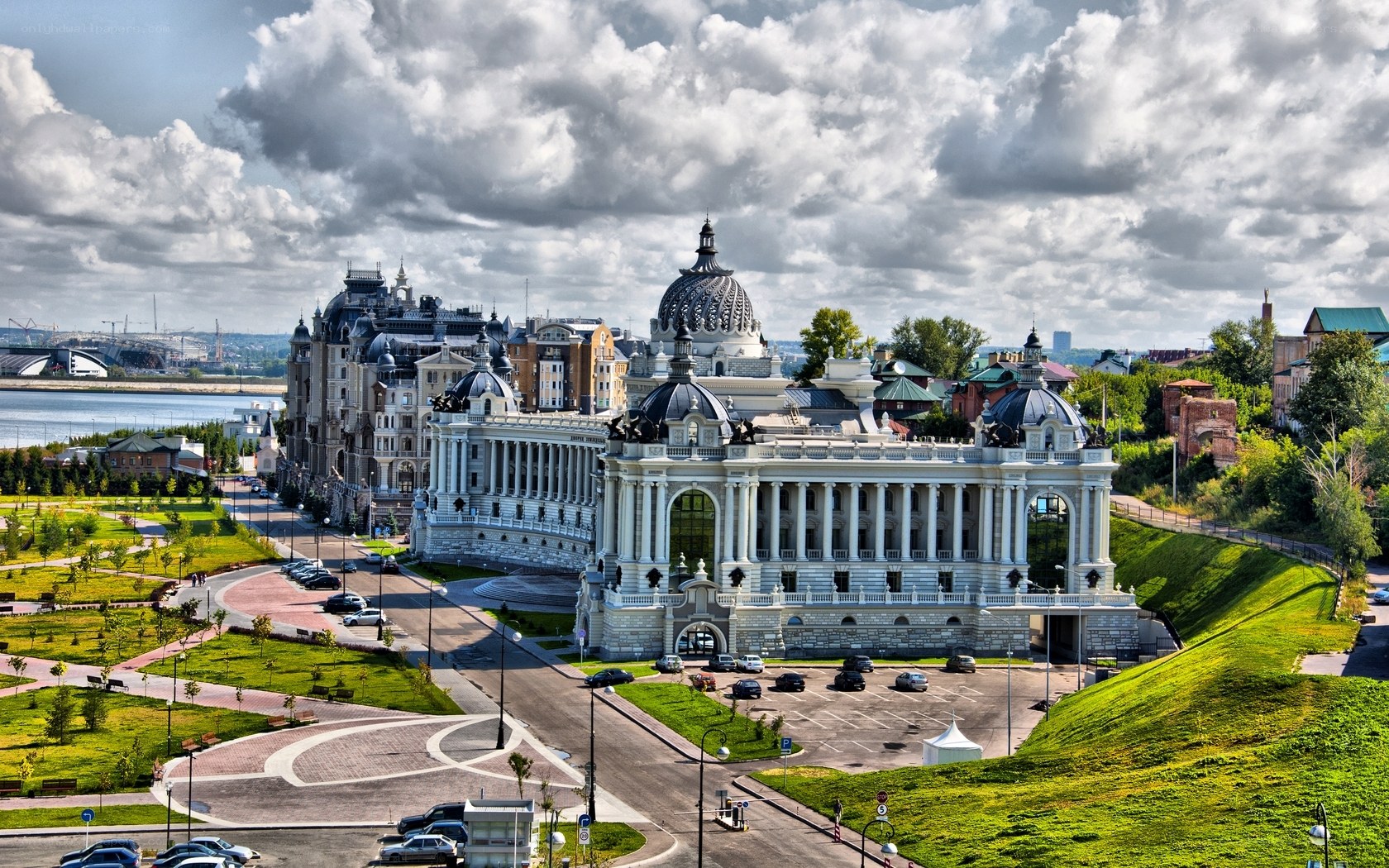 Grand building by the river