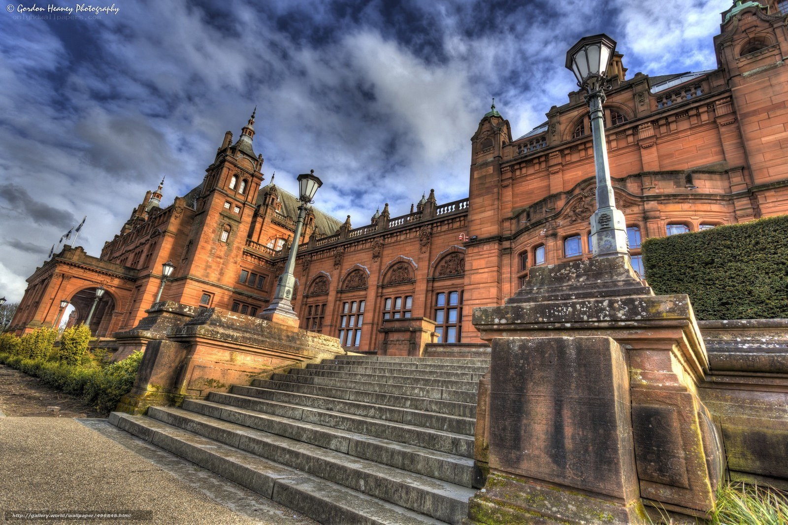 Grand building with stone steps