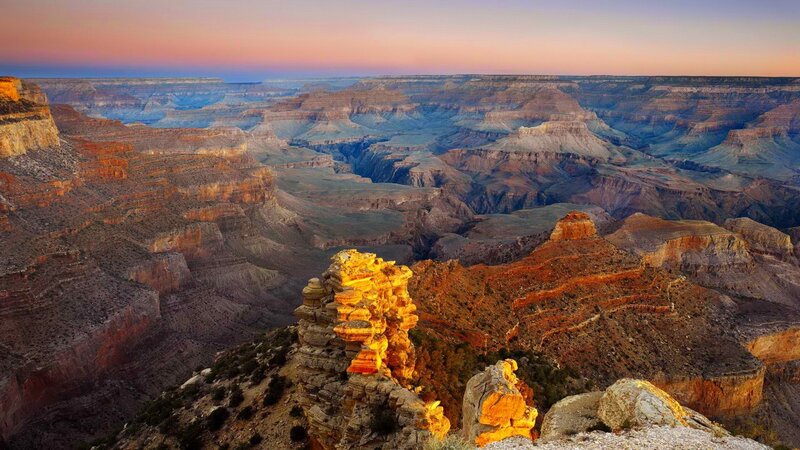 Grand Canyon at Sunset — Orange, Dramatic, Photograph, Rock Formations