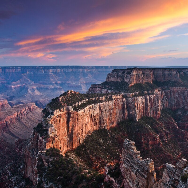 Grand Canyon Cliffs — Orange, Dramatic, Sunset, Photograph