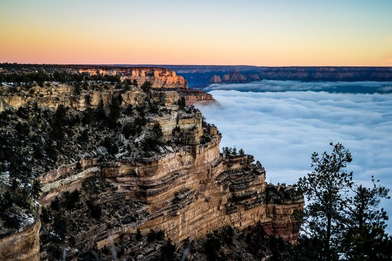 Grand Canyon fog at sunrise