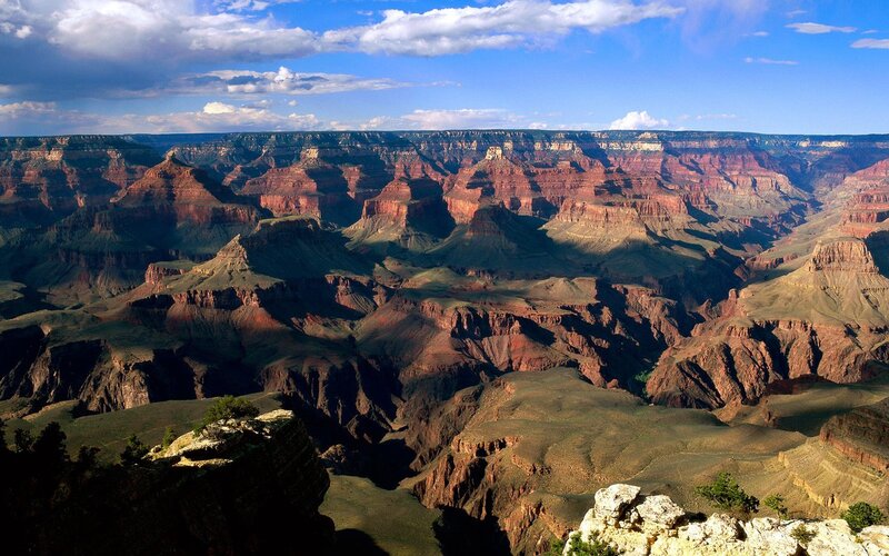 Grand Canyon Landscape — Blue, Dramatic, Afternoon, Photograph, Rock Formations, Sky, Clouds