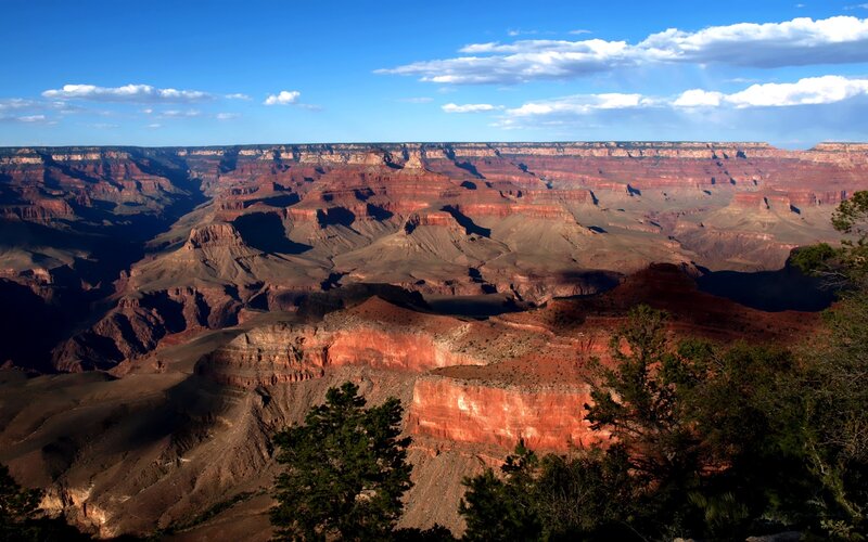Grand Canyon Landscape — Blue, Dramatic, Afternoon, Photograph, Trees, Sky