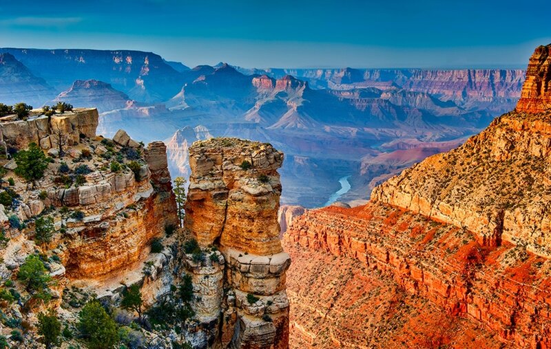 Grand Canyon Landscape — Blue, Dramatic, Morning