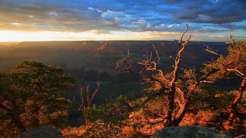 Grand Canyon Landscape — Blue, Dramatic, Sunset, Photograph