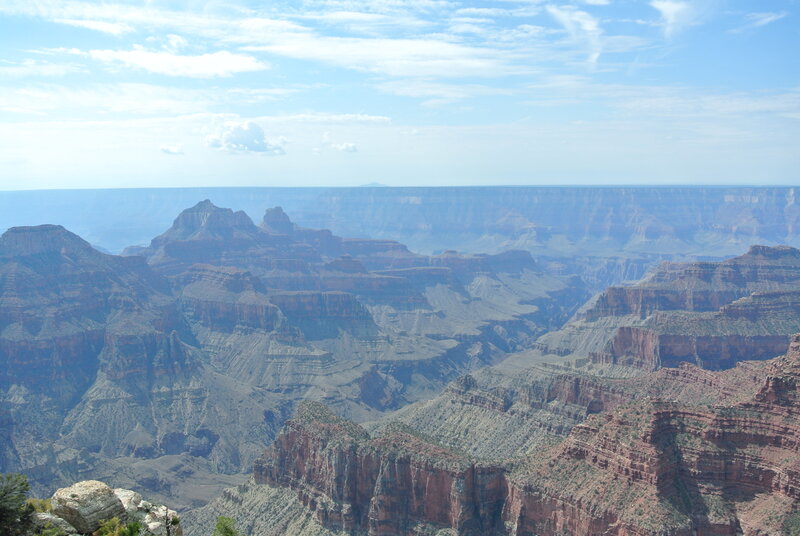 Grand Canyon Landscape — Blue, Serene, Afternoon, Photograph, Rock Formations, Sky