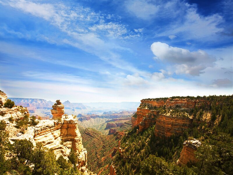 Grand Canyon Landscape — Blue, Serene, Afternoon, Photograph, Rock Formations