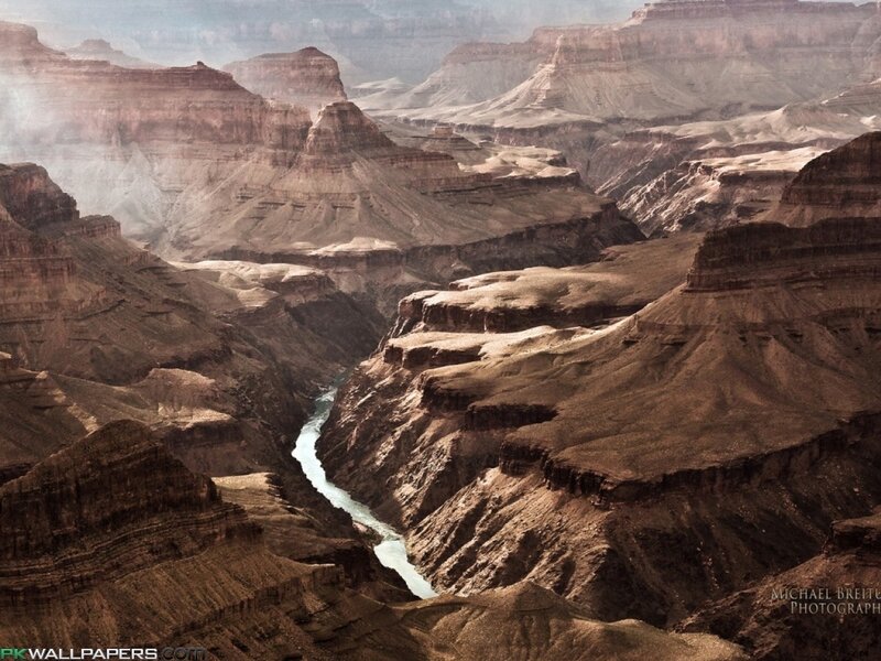 Grand Canyon Landscape — Brown, Dramatic, Photograph, River, Rock Formations