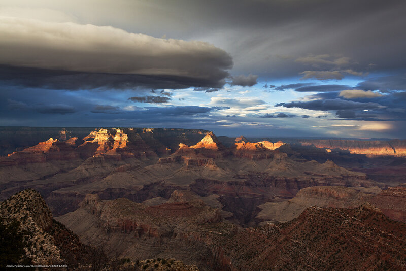 Grand Canyon Landscape — Brown, Dramatic, Sunset, Photograph, Clouds, Rock Formations