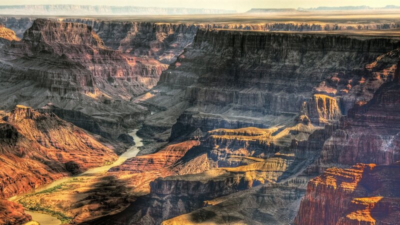 Grand Canyon Landscape — Brown, Dramatic, Sunset, Photograph, River